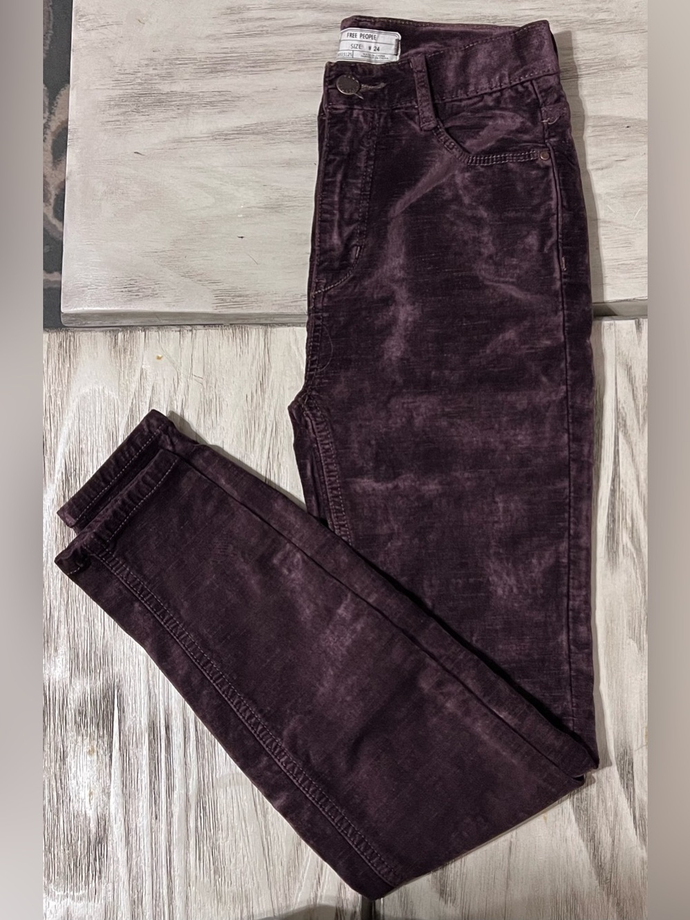 Free People Chocolate Brown Skinny Jeans Stretch Cotton Size 24